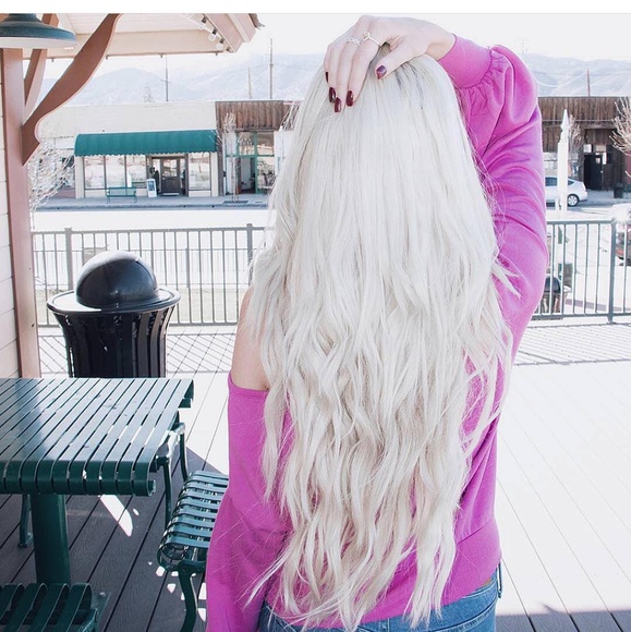 White Blonde Wavy Lace Front Wig